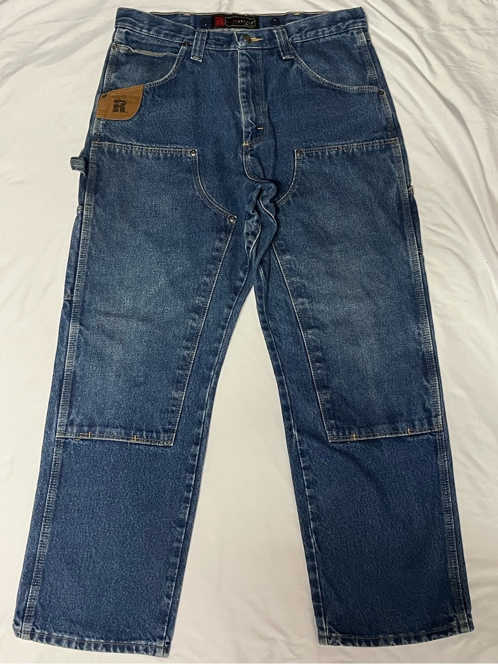 Vintage Riggs Workwear Wrangler Double Knee Carpenter Jeans 34x30 USA‎ Denim - Picture 2 of 11